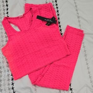 Vim Vixen Neon Pink Textured Activewear Set
